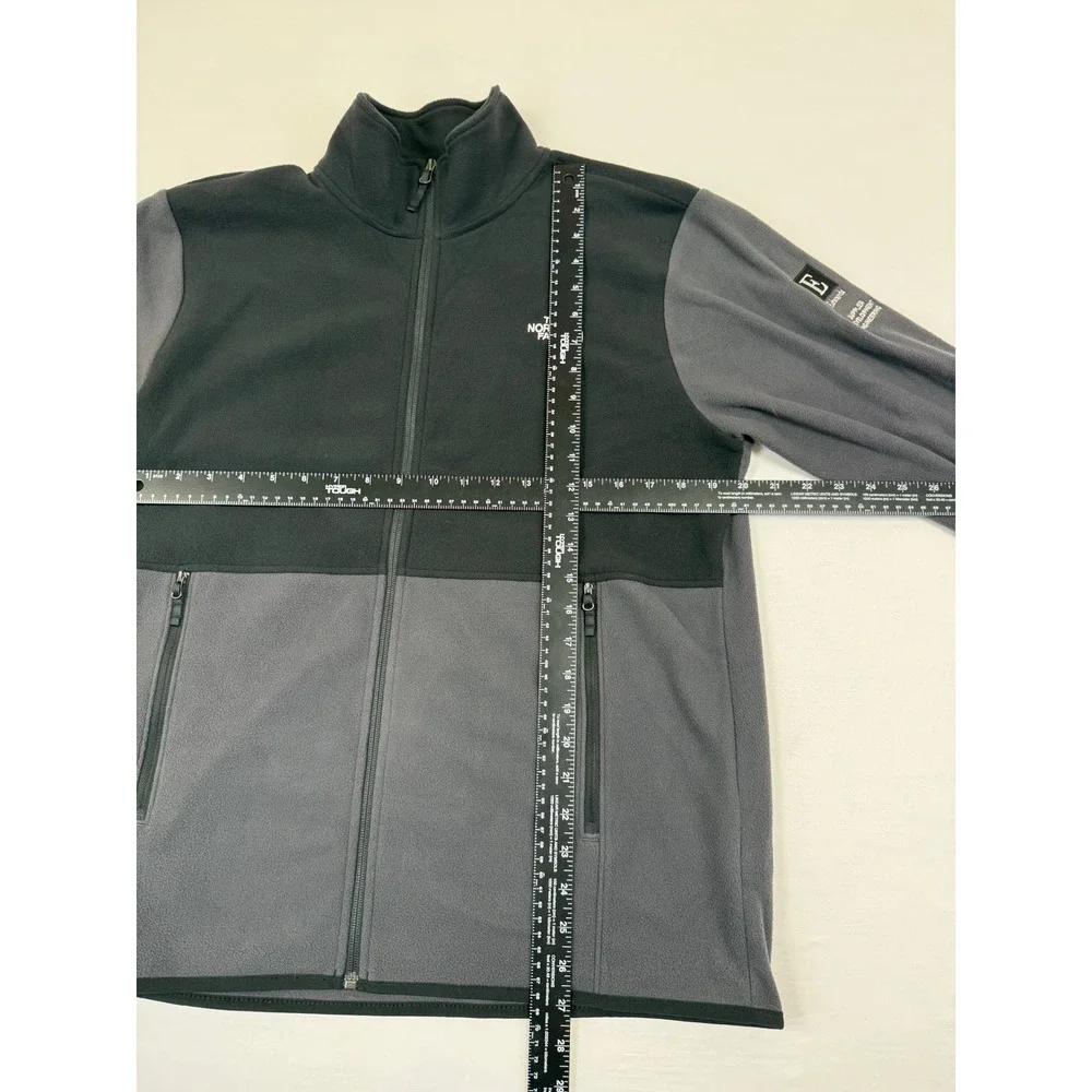 The North Face Men's Medium‎ Full Zip Fleece Jacket Black Grey Embroidered Logo
